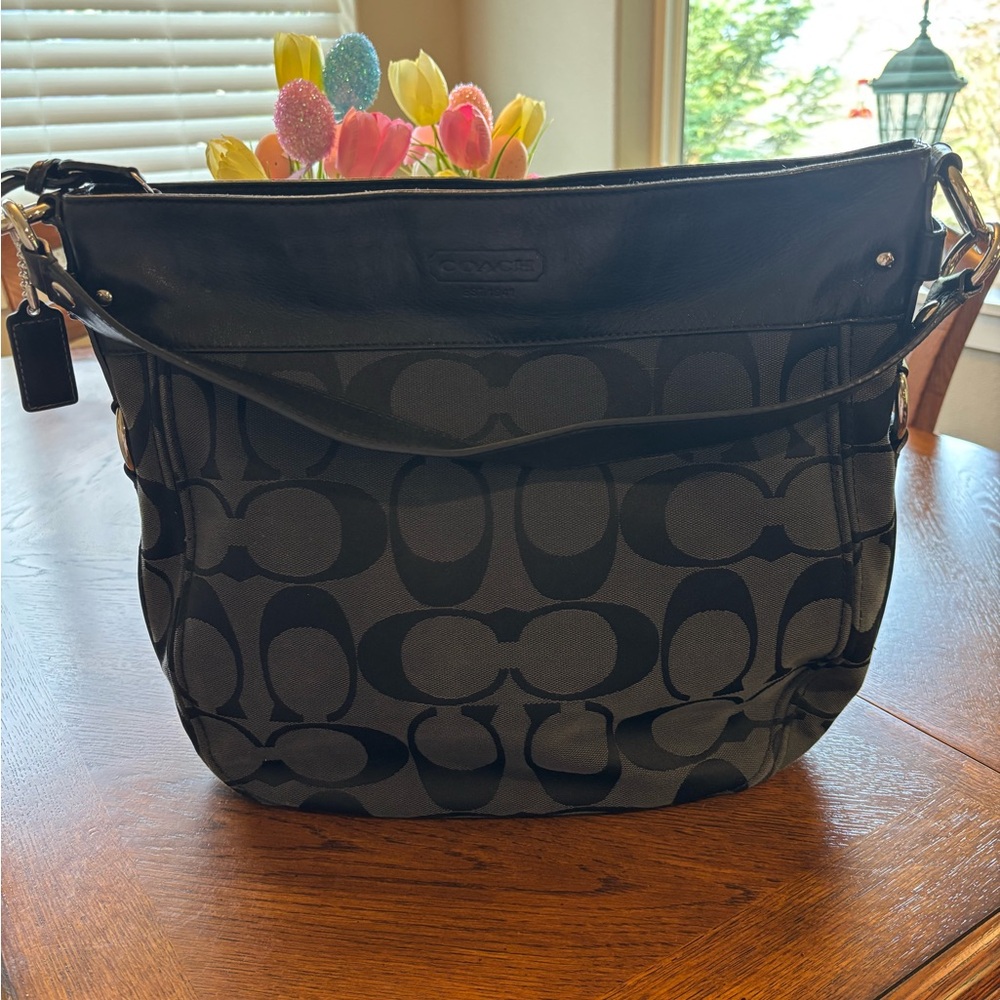 Coach Black and Gray Hobo Shoulder Bag, Excellent Condition